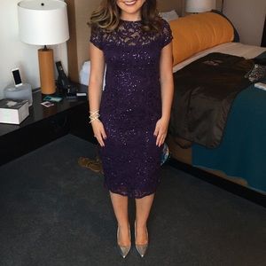 Marina Purple Sequin Lace Dress